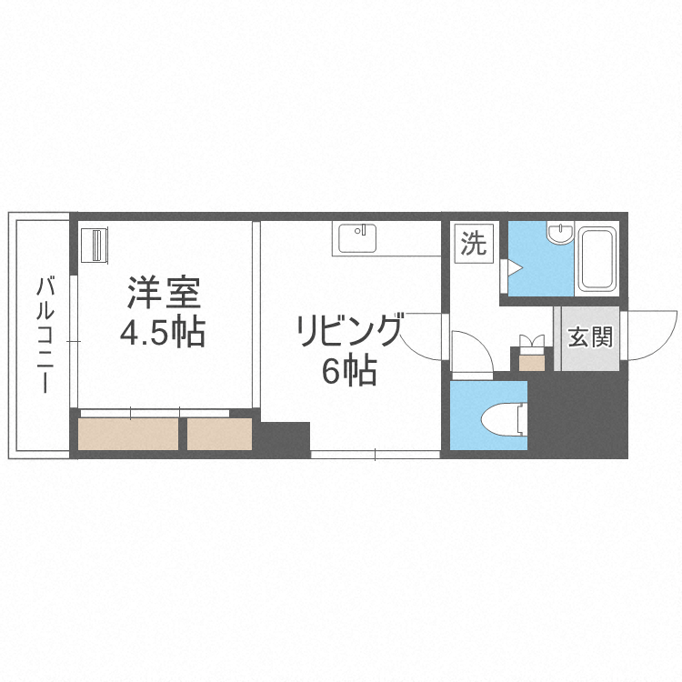 札幌市北区北二十三条西のマンションの間取り