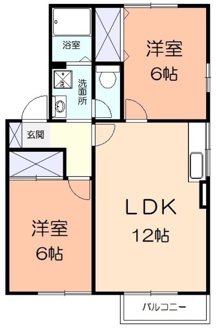 小田原市栢山のアパートの間取り