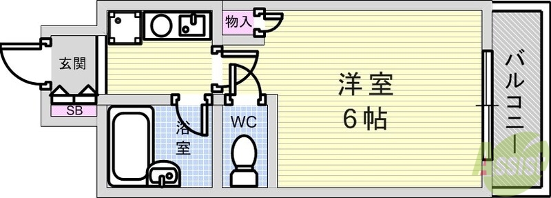 神戸市灘区中原通のマンションの間取り