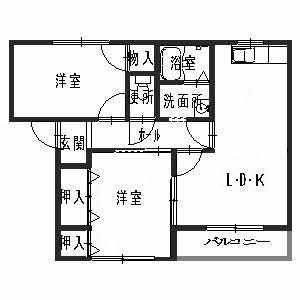 姫路市飾磨区付城のアパートの間取り