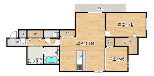 【大阪市阿倍野区王子町のマンションの間取り】