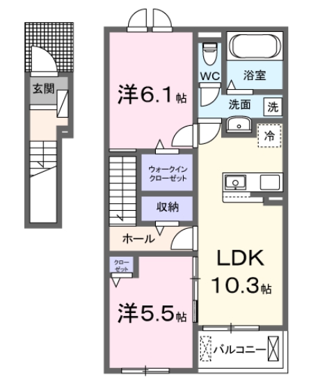 半田市住吉町のアパートの間取り