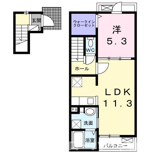 丸亀市今津町のアパートの間取り