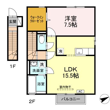 米子市新開のアパートの間取り