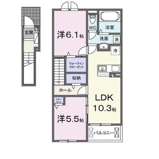 岐阜市水海道のアパートの間取り