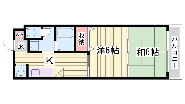 神戸市兵庫区都由乃町のマンションの間取り