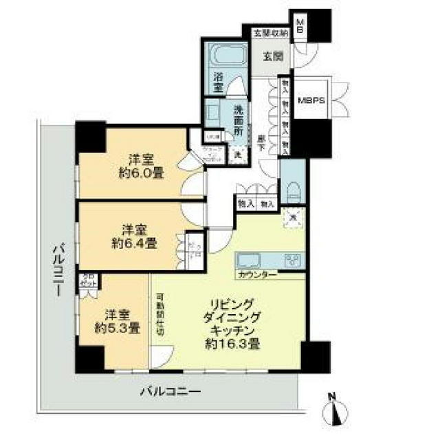 ザ・ライオンズ一条タワー岐阜　１３０４号室の間取り