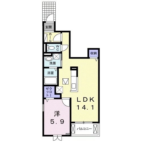 岡山市北区門前のアパートの間取り