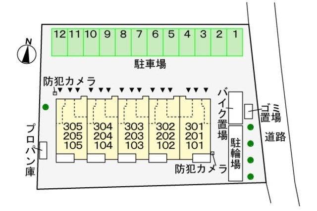 【武蔵村山市学園のアパートの駐車場】