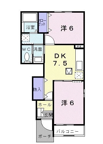 津山市戸島のアパートの間取り