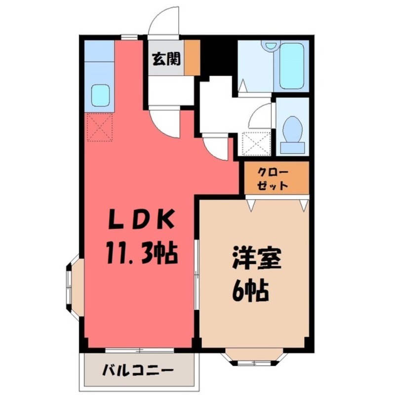 筑西市榎生のアパートの間取り