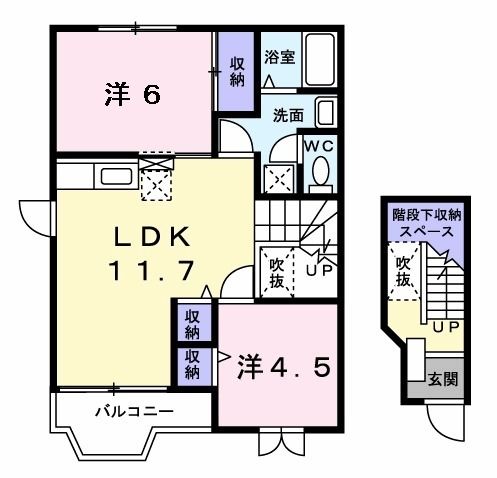 行橋市大字寺畔のアパートの間取り