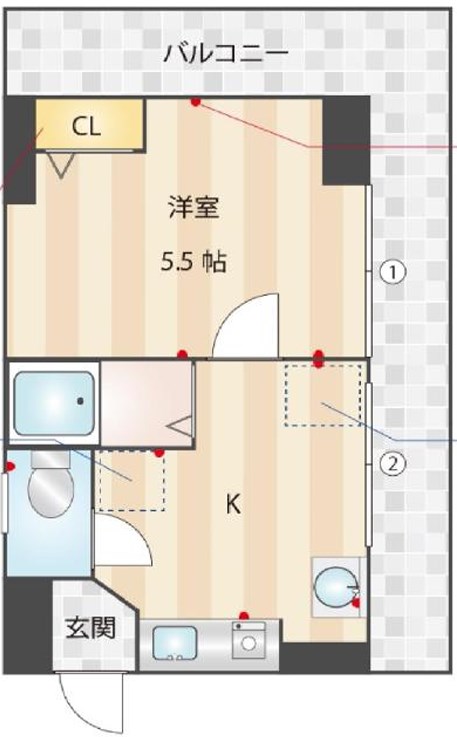 神戸市灘区永手町のマンションの間取り