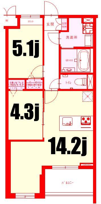 横浜市南区井土ケ谷中町のアパートの間取り