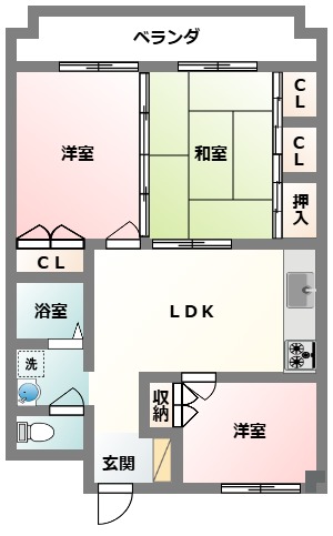 マンションエデン三原の間取り