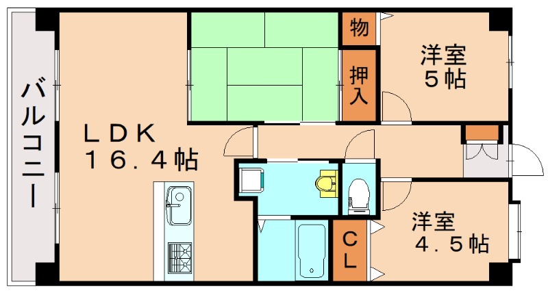 北九州市八幡西区岡田町のマンションの間取り