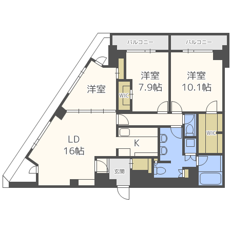 ラクレイス西新レジデンシャルタワーの間取り