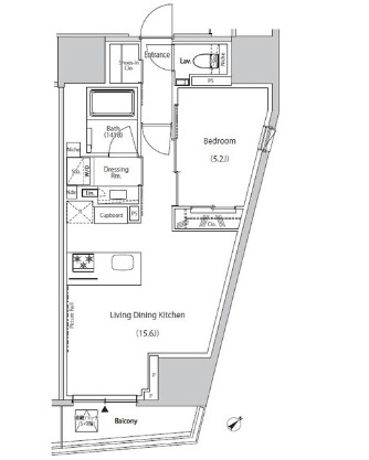 新宿区市谷田町のマンションの間取り