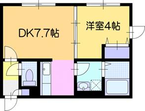 【江別市文京台東町のアパートの間取り】