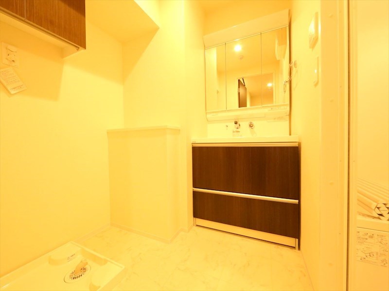 洗面設備　脱衣所　独立洗面台（シャンプードレッサー付）収納スペース有