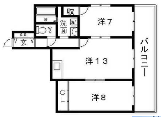 ＪＲ大阪環状線 玉造駅 徒歩4分 6階建 築34年の間取り写真