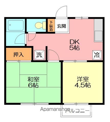 江ノ島電鉄線 柳小路駅 徒歩8分 2階建 築41年の間取り写真