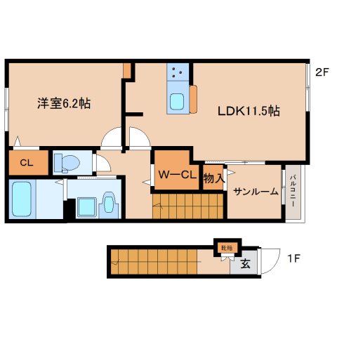 大和郡山市小泉町のアパートの間取り