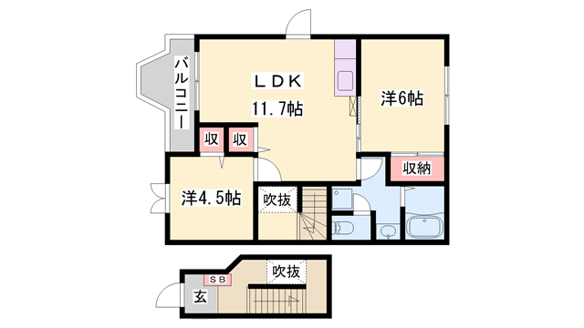 姫路市網干区垣内中町のアパートの間取り