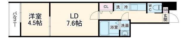 京都市中京区大文字町のアパートの間取り