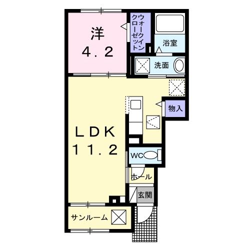 水戸市東赤塚のアパートの間取り