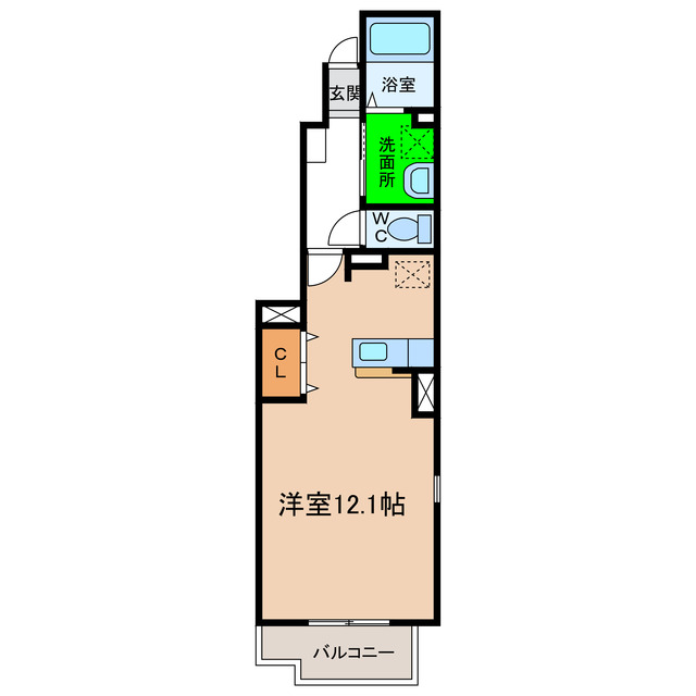 阿南市富岡町のアパートの間取り