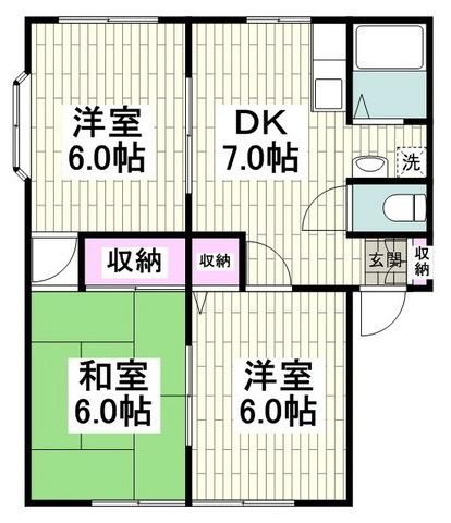 三浦市南下浦町上宮田のアパートの間取り