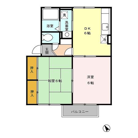 八代市郡築一番町のアパートの間取り