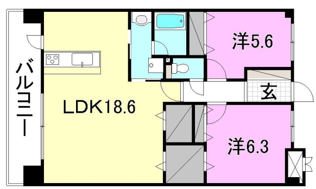 松山市東垣生町のマンションの間取り