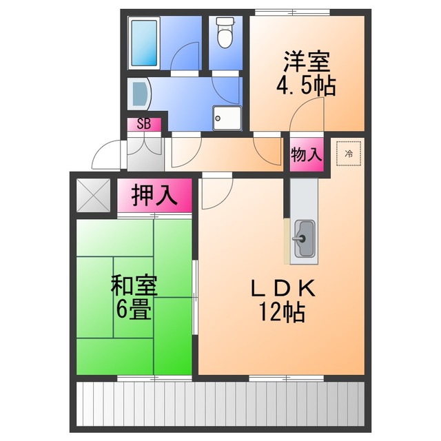 泉佐野市泉ケ丘のアパートの間取り