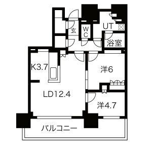 大阪市中央区久太郎町のマンションの間取り