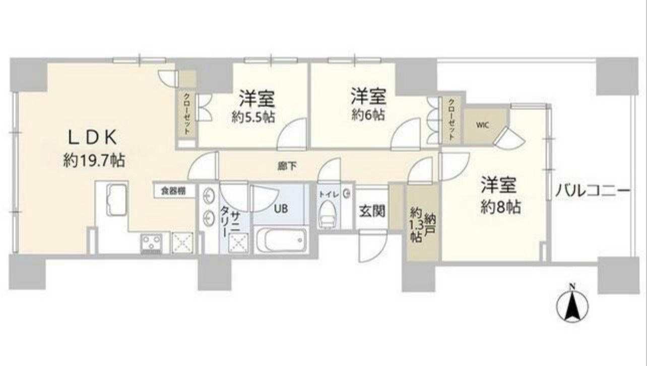 港区西新橋のマンションの間取り