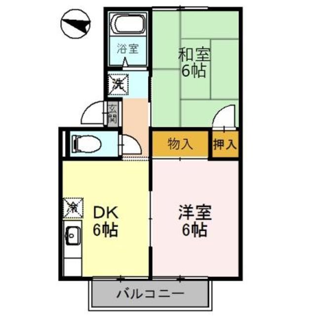 洲本市桑間のアパートの間取り