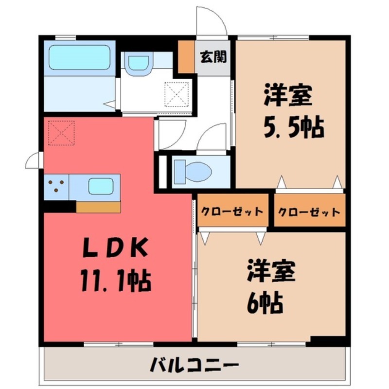 【古河市旭町のアパートの間取り】