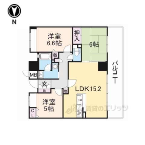 りーべる王寺西館Ｂ５０２の間取り