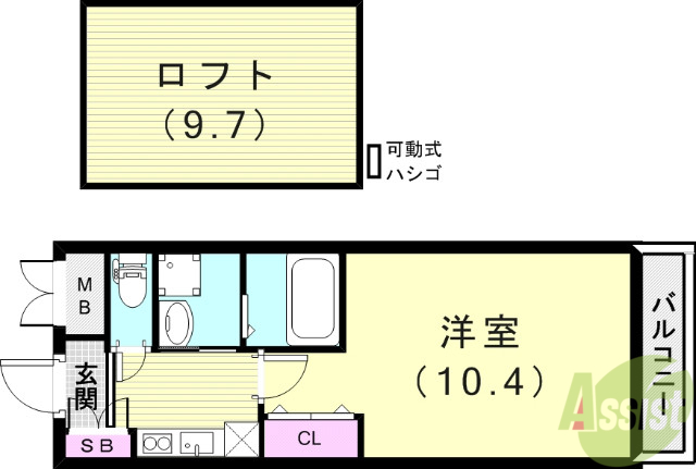 神戸市北区有野中町のアパートの間取り