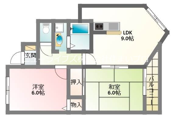 寝屋川市黒原旭町のマンションの間取り