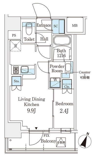 横浜市南区浦舟町のマンションの間取り