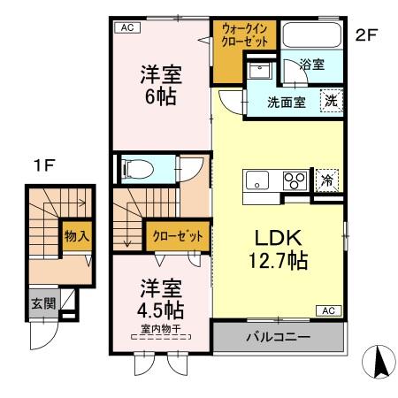 松江市東津田町のアパートの間取り