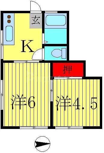 流山市松ケ丘のアパートの間取り