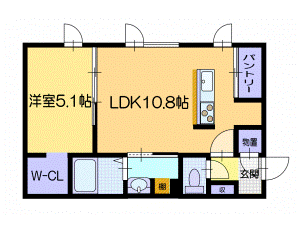 江別市野幌若葉町のアパートの間取り