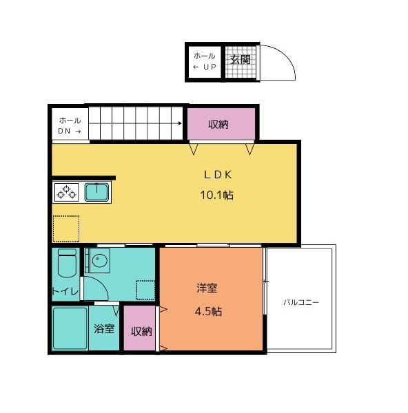 岩出市山のアパートの間取り