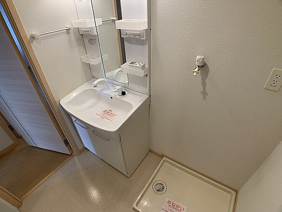 洗面設備　参考写真　シャンプードレッサー、洗濯機置場