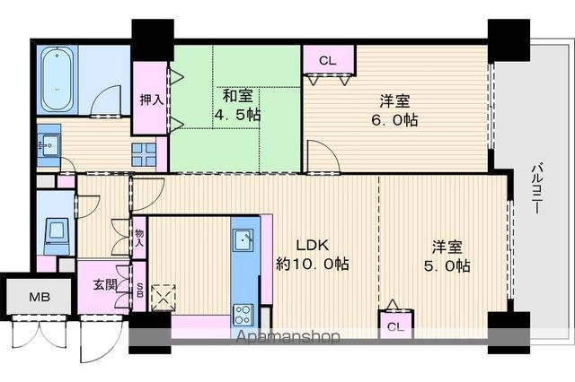 地下鉄中央線 谷町四丁目駅 徒歩1分 24階建 築23年の間取り写真