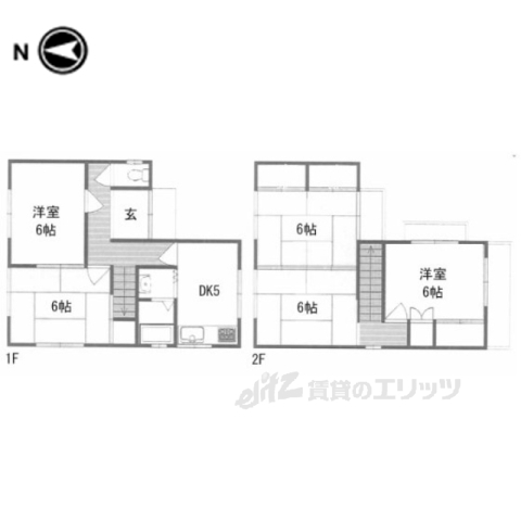 近鉄南大阪線 尺土駅 徒歩16分 2階建 築47年の間取り写真